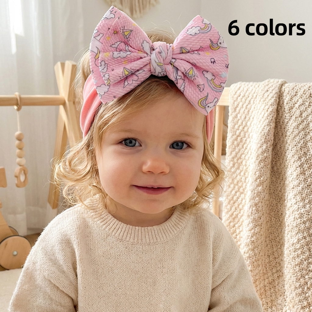 Baby Wrap Stretchy - Children's Printed Large Bow Nylon Headband