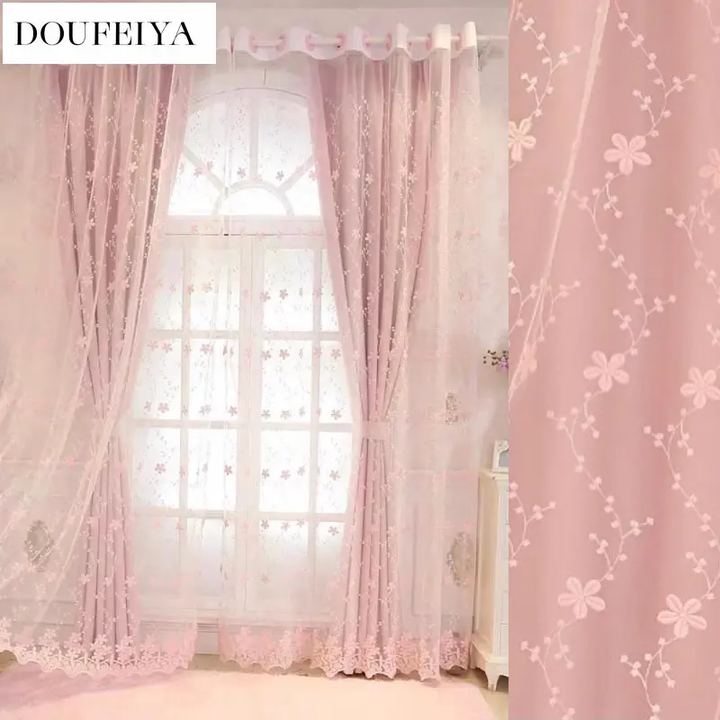 Baby Nursery Blackout Curtains - Korean Pink Blackout Princess Curtains for