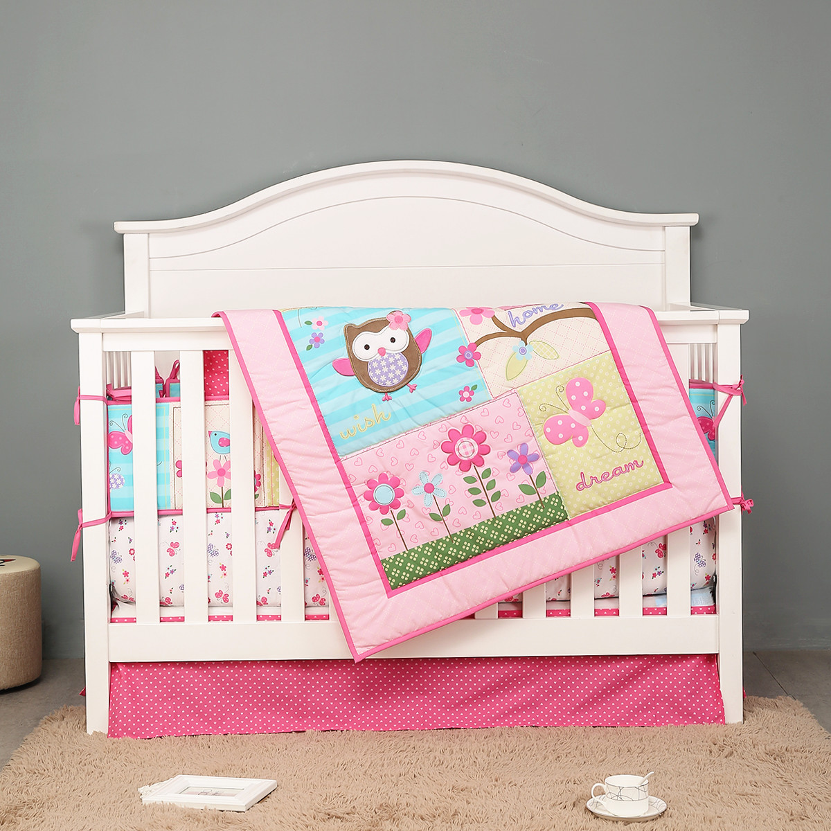 Baby Boy Nursery Quilt - 7Pcs Boy Baby Crib Bedding Set