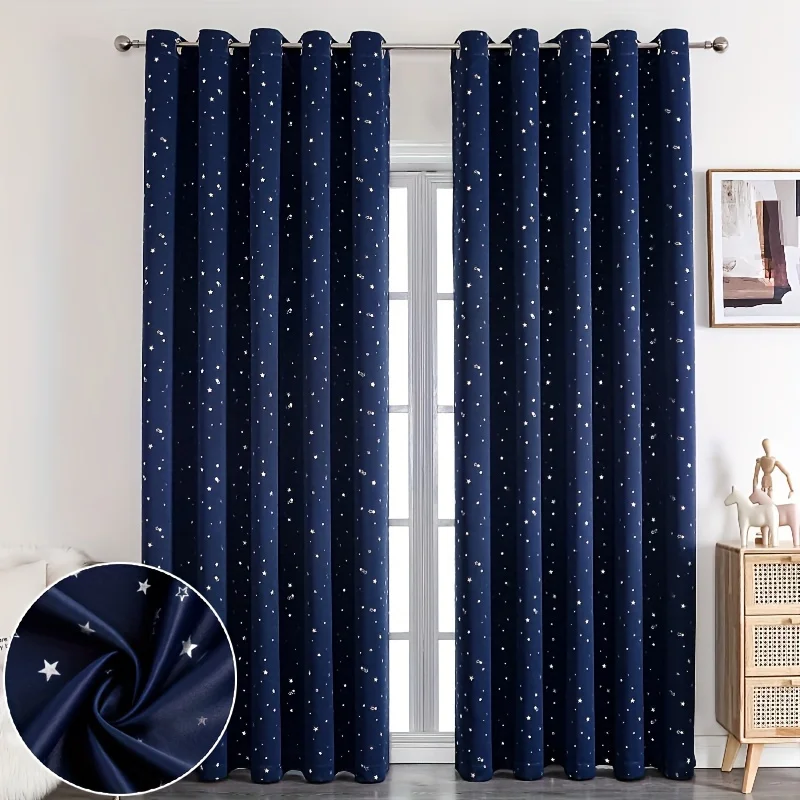 Baby Nursery Blackout Curtains - Kids Curtains Blackout With Stars Grommet