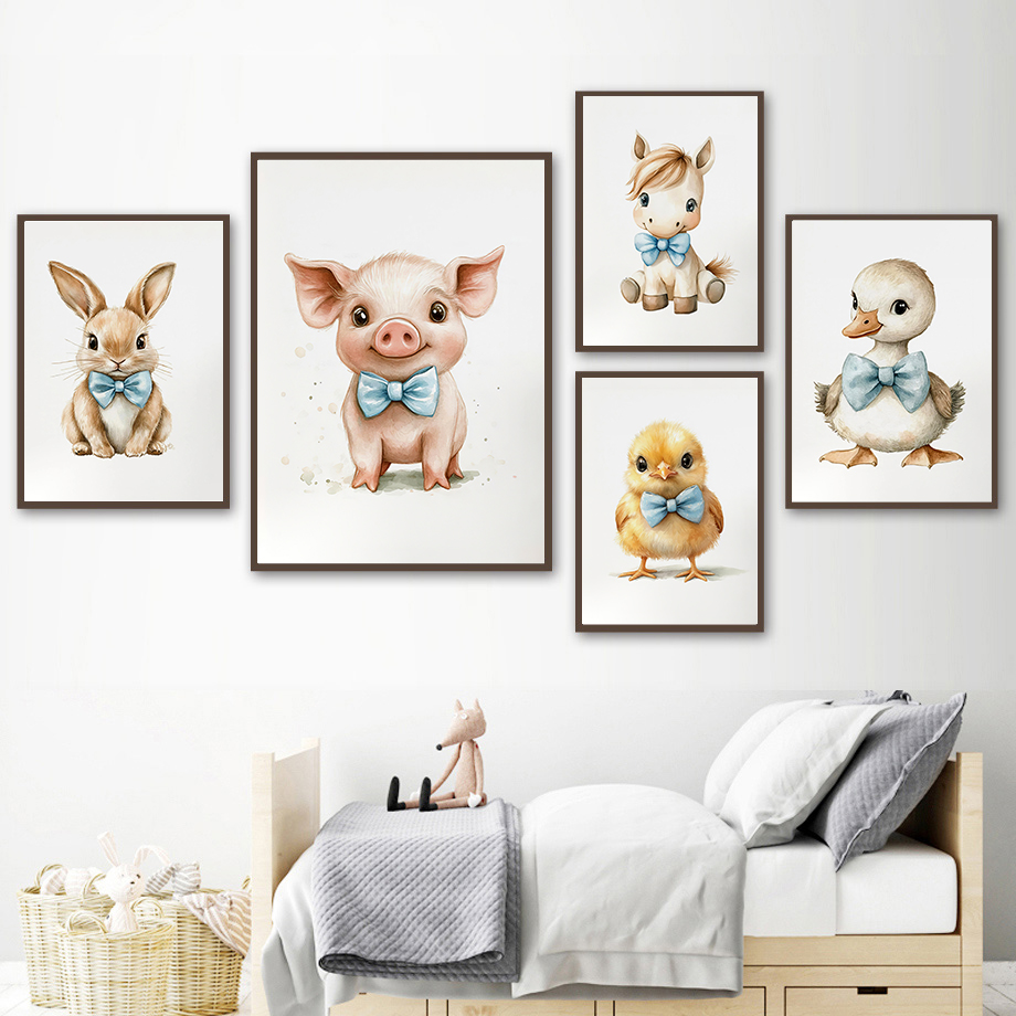 Baby Zoo Nursery - Cute Animal Nursery Printed Zoo Blue