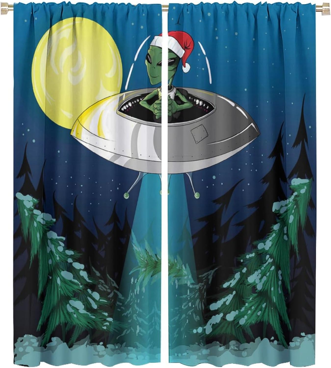 Baby Nursery Blackout Curtains - Outer Space Blackout Window Curtain, Alien