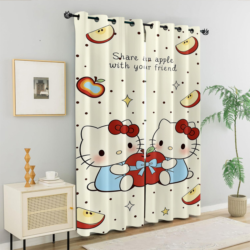 Baby Nursery Blackout Curtains - 2Pcs Hello Kitty Blackout Curtains LOVE