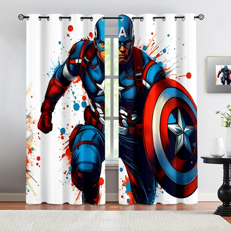 Baby Nursery Blackout Curtains - 2Pcs Marvel Captain America Curtains for