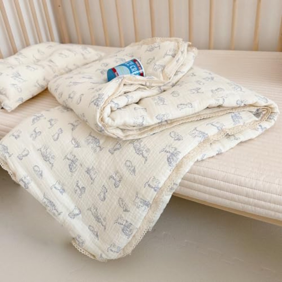 Baby Boy Nursery Quilt - Baby Crib Quilt Cotton Muslin Toddler