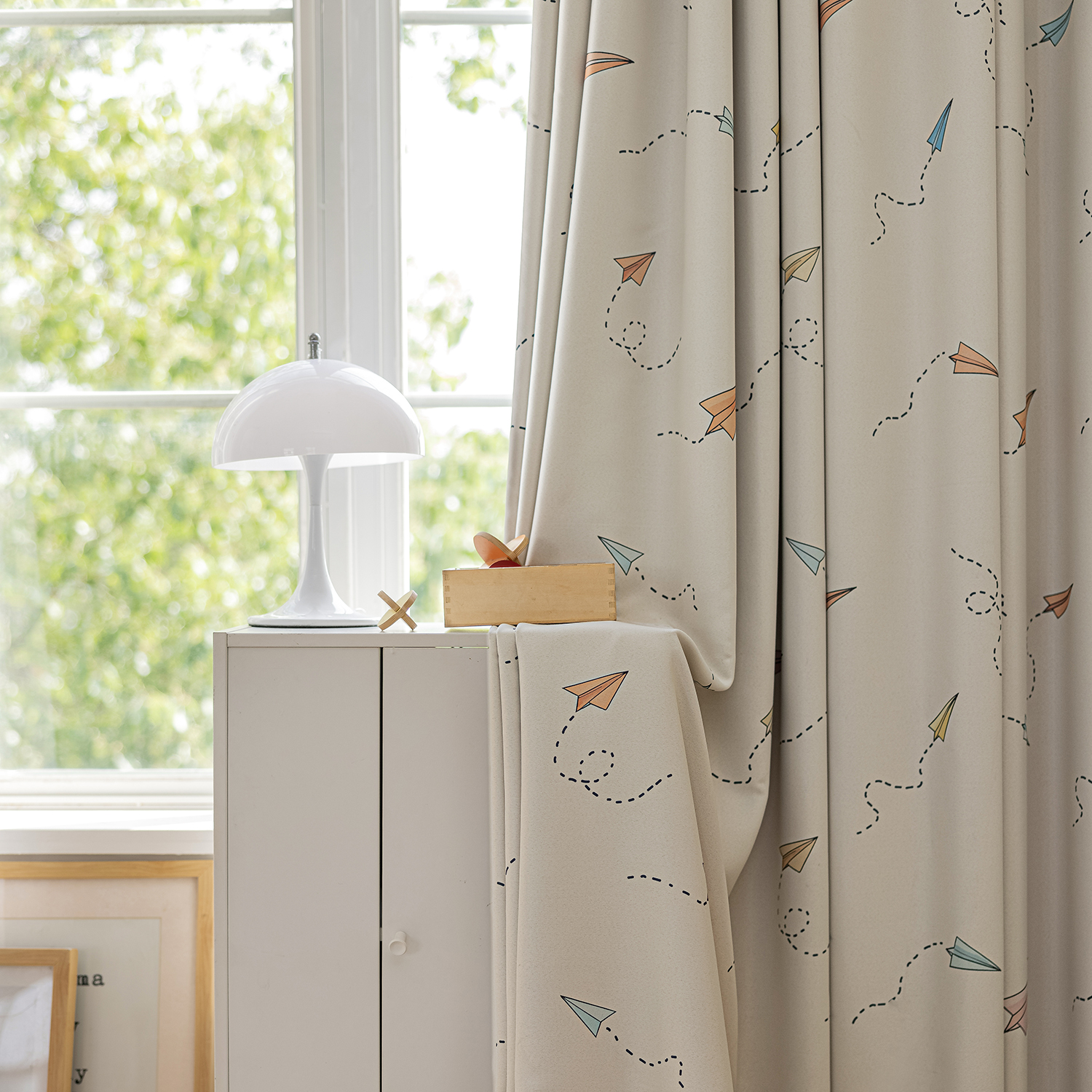 Baby Nursery Blackout Curtains - Cartoon Airplane Print Blackout Curtains for