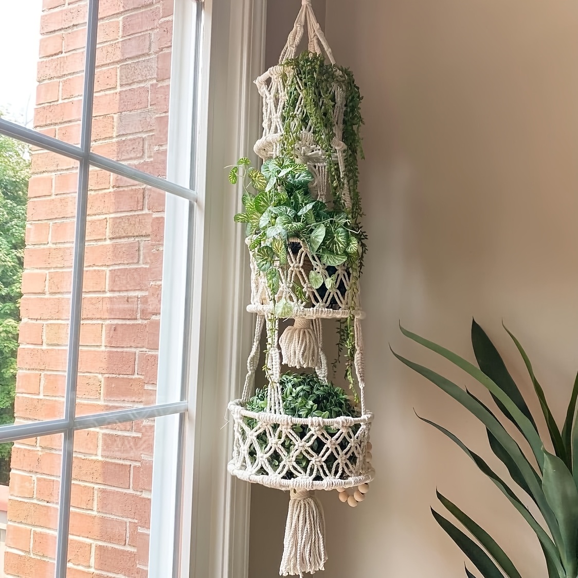 1/2/3-Tier Macrame Hanging Fru - đánh giá và giá Storage Basket Fabric