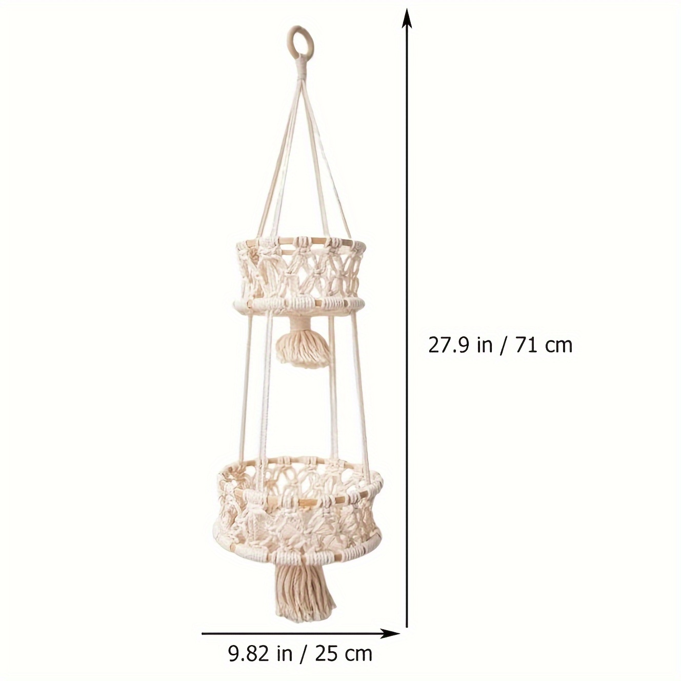1/2/3-Tier Macrame Hanging Fru - đánh giá và giá Storage Basket Fabric