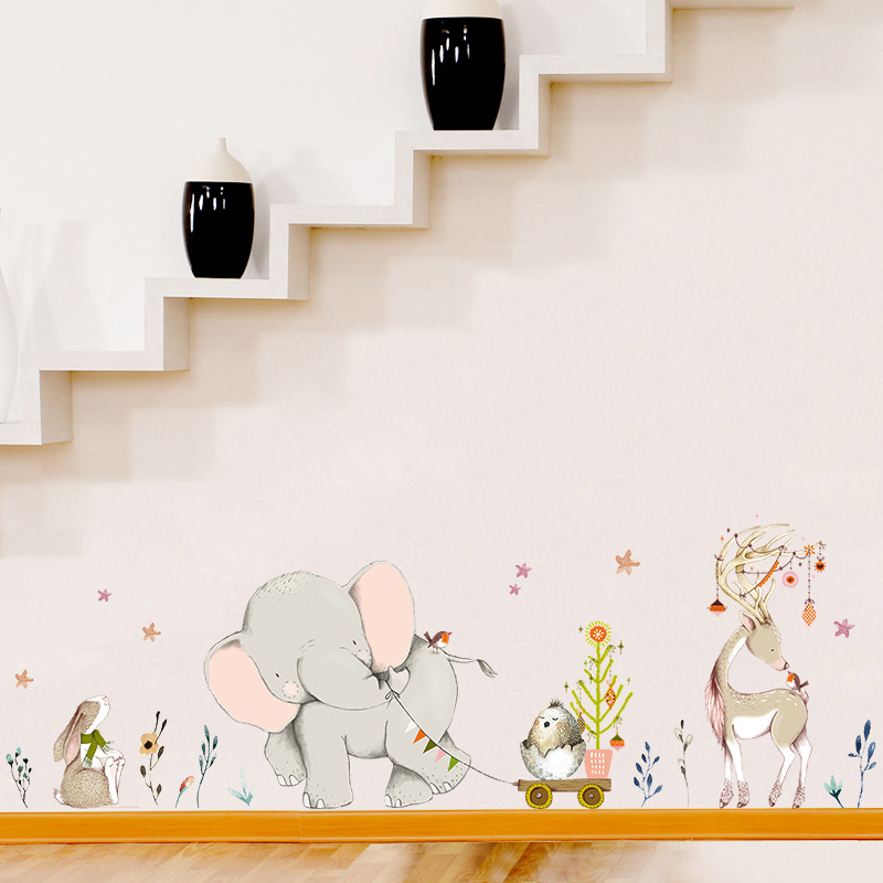 Happy Baby Elephant Bunny Wall - đánh giá và giá Baby Nursery Mural Wallpaper