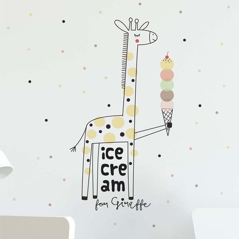 Cartoon Ice Cream Giraffe Wall - đánh giá và giá Baby Nursery Mural Wallpaper