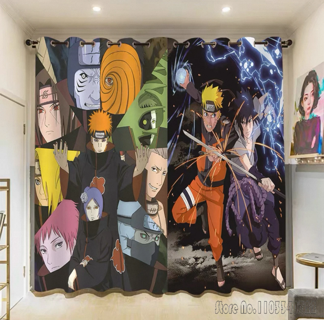 Anime N-Naruto Akatsuki Cartoo - đánh giá và giá Baby Nursery Blackout Curtains