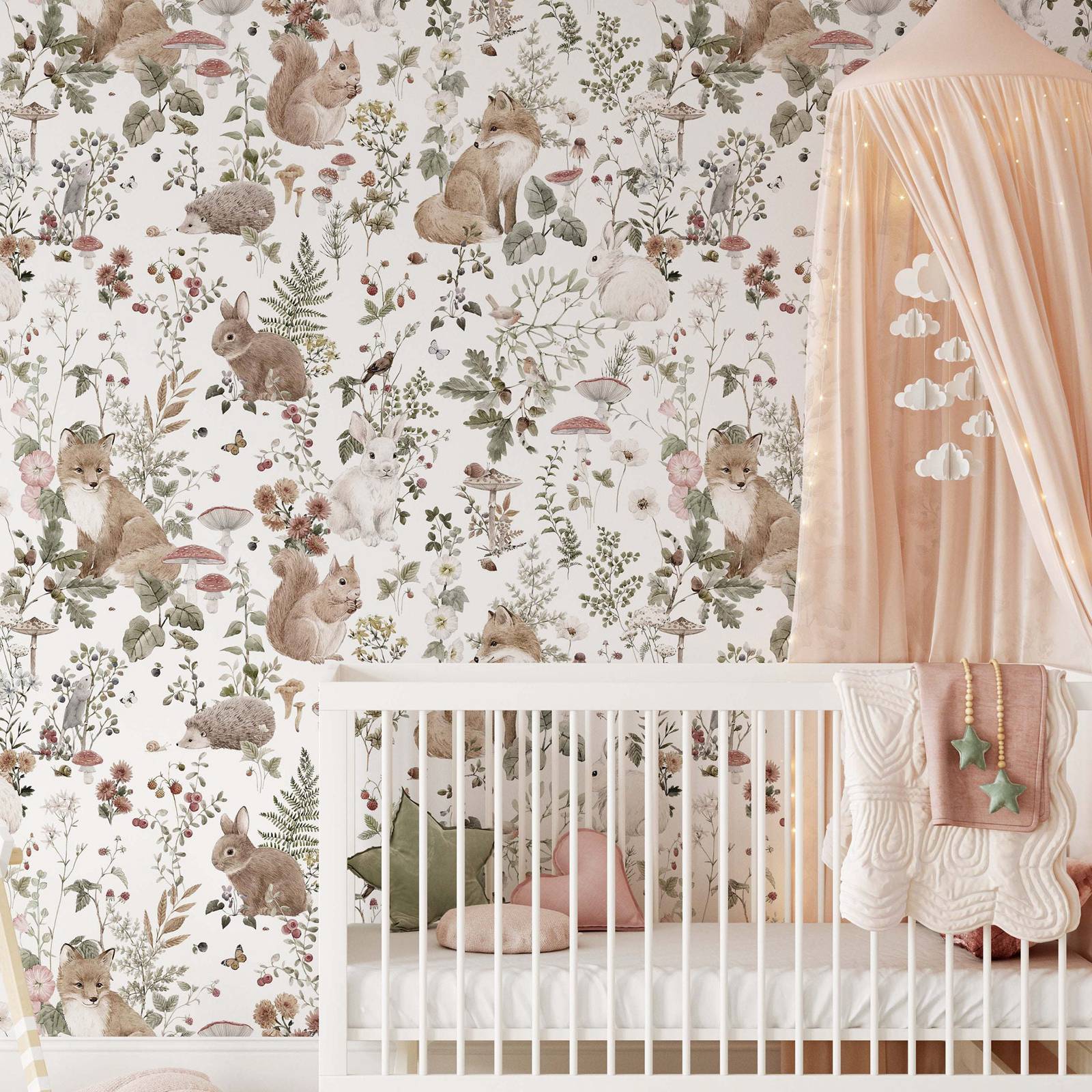 Forest Babies MuraL, Boys Nurs - đánh giá và giá Baby Nursery Mural Wallpaper
