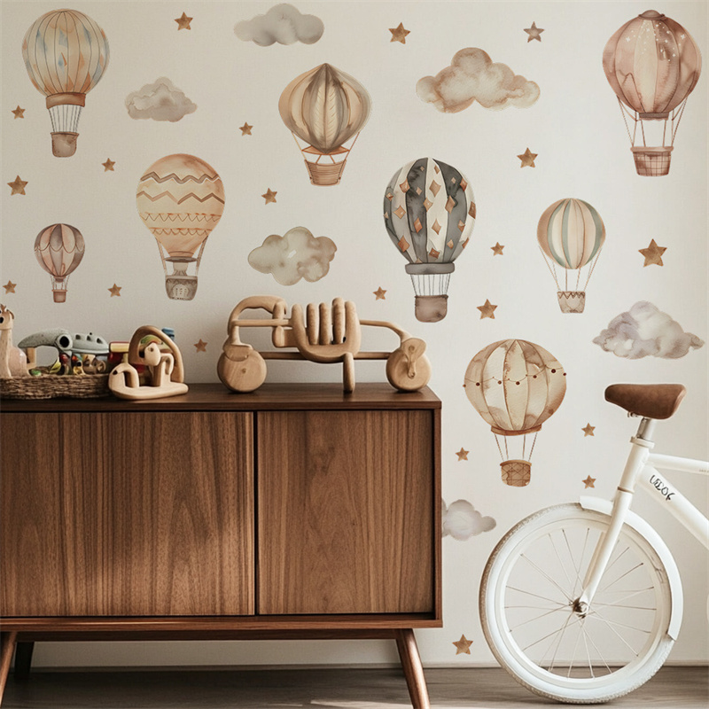 Cartoon Hot Air Balloon Wall S - đánh giá và giá Baby Nursery Mural Wallpaper