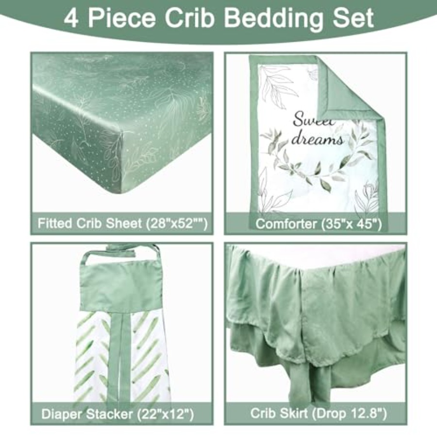 Green Crib Bedding Set 4-Piece - đánh giá và giá Baby Boy Nursery Quilt