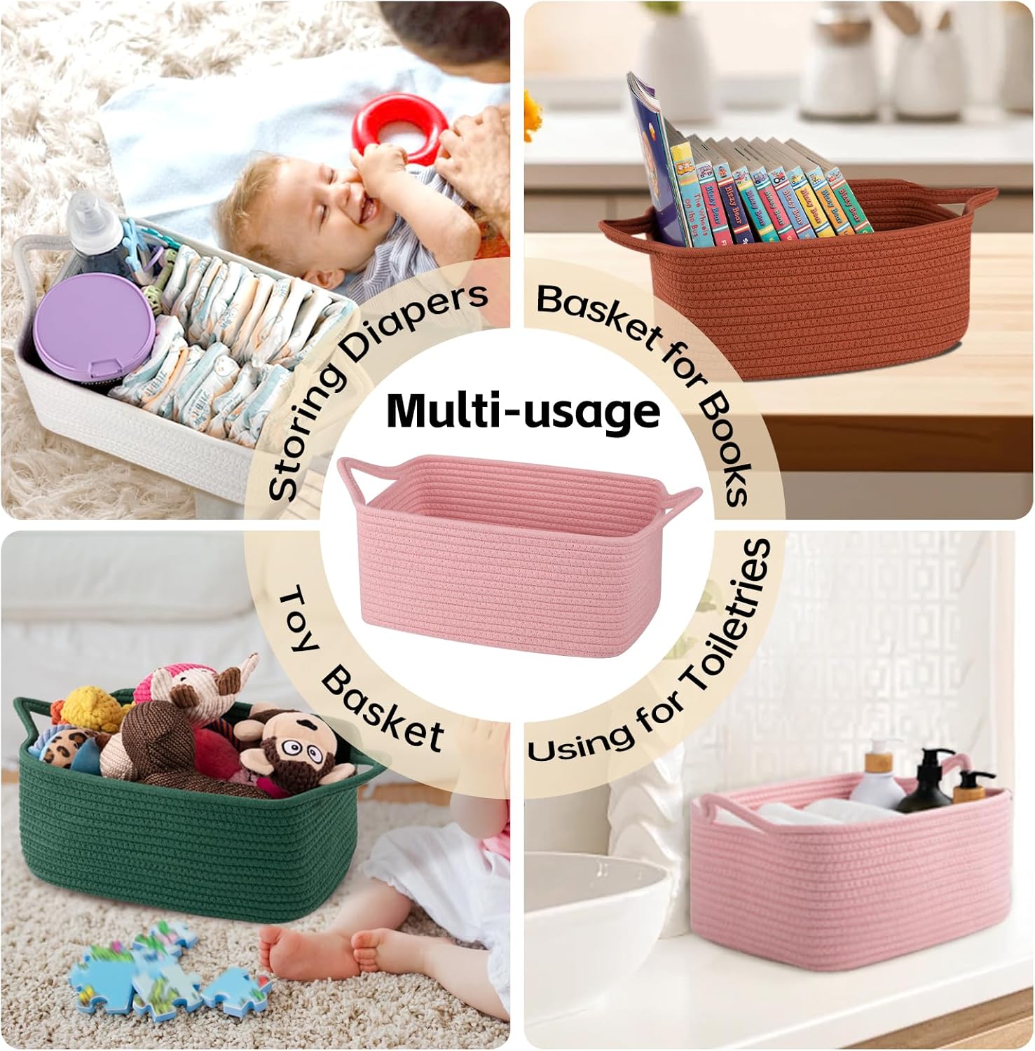 Woven Storage Basket with Hand - đánh giá và giá Baby Nursery Handles