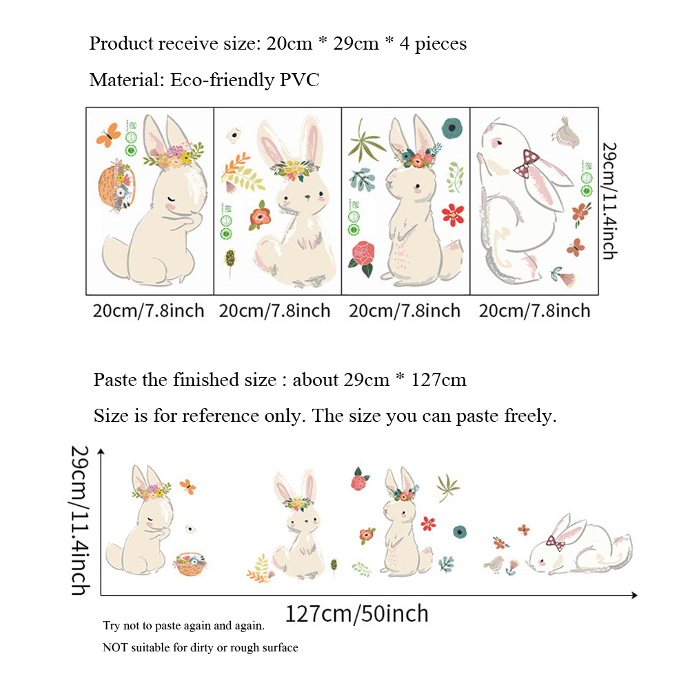 Cartoon Bunny Wall Stickers Ki - đánh giá và giá Baby Nursery Mural Wallpaper