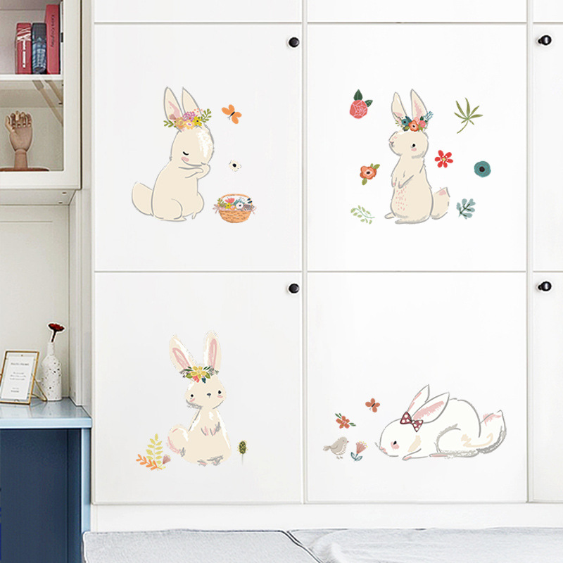 Cartoon Bunny Wall Stickers Ki - đánh giá và giá Baby Nursery Mural Wallpaper