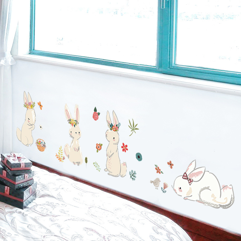 Cartoon Bunny Wall Stickers Ki - đánh giá và giá Baby Nursery Mural Wallpaper