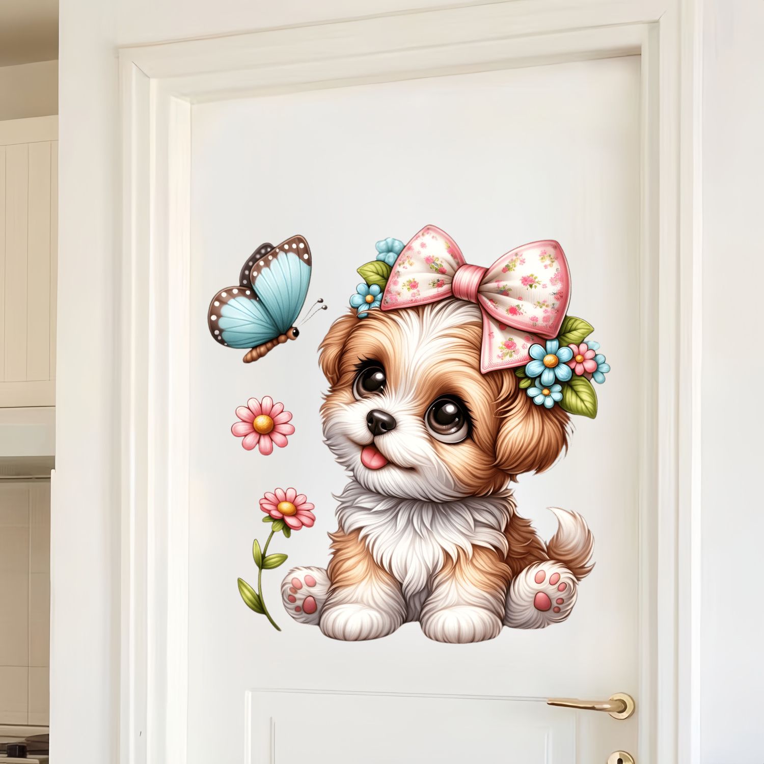 Flower and Dog Wall Sticker Ba - đánh giá và giá Baby Nursery Mural Wallpaper
