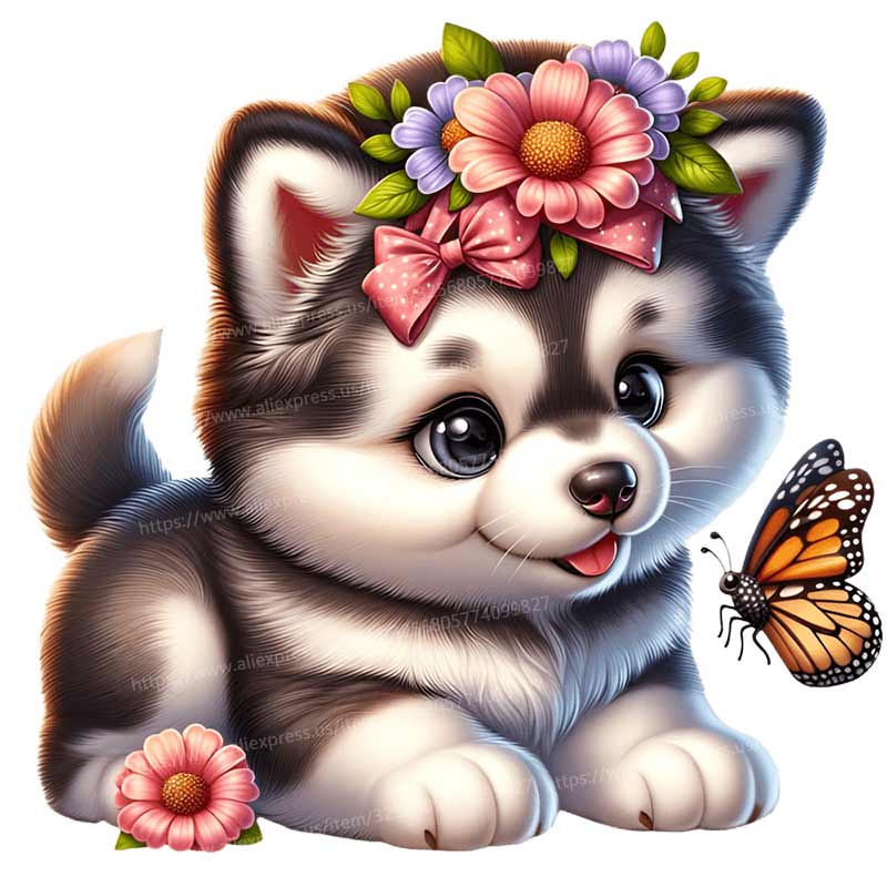 Flower and Dog Wall Sticker Ba - đánh giá và giá Baby Nursery Mural Wallpaper