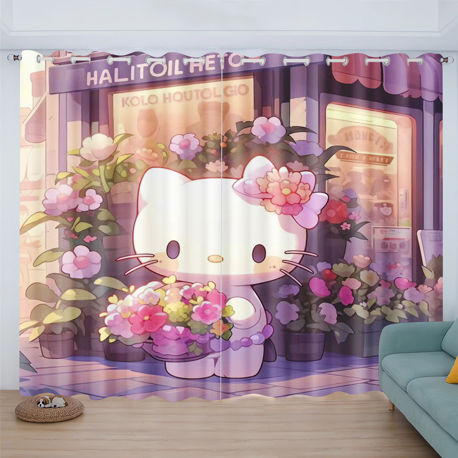 Cartoon Cat Hello Kitty Curtai - đánh giá và giá Baby Nursery Blackout Curtains