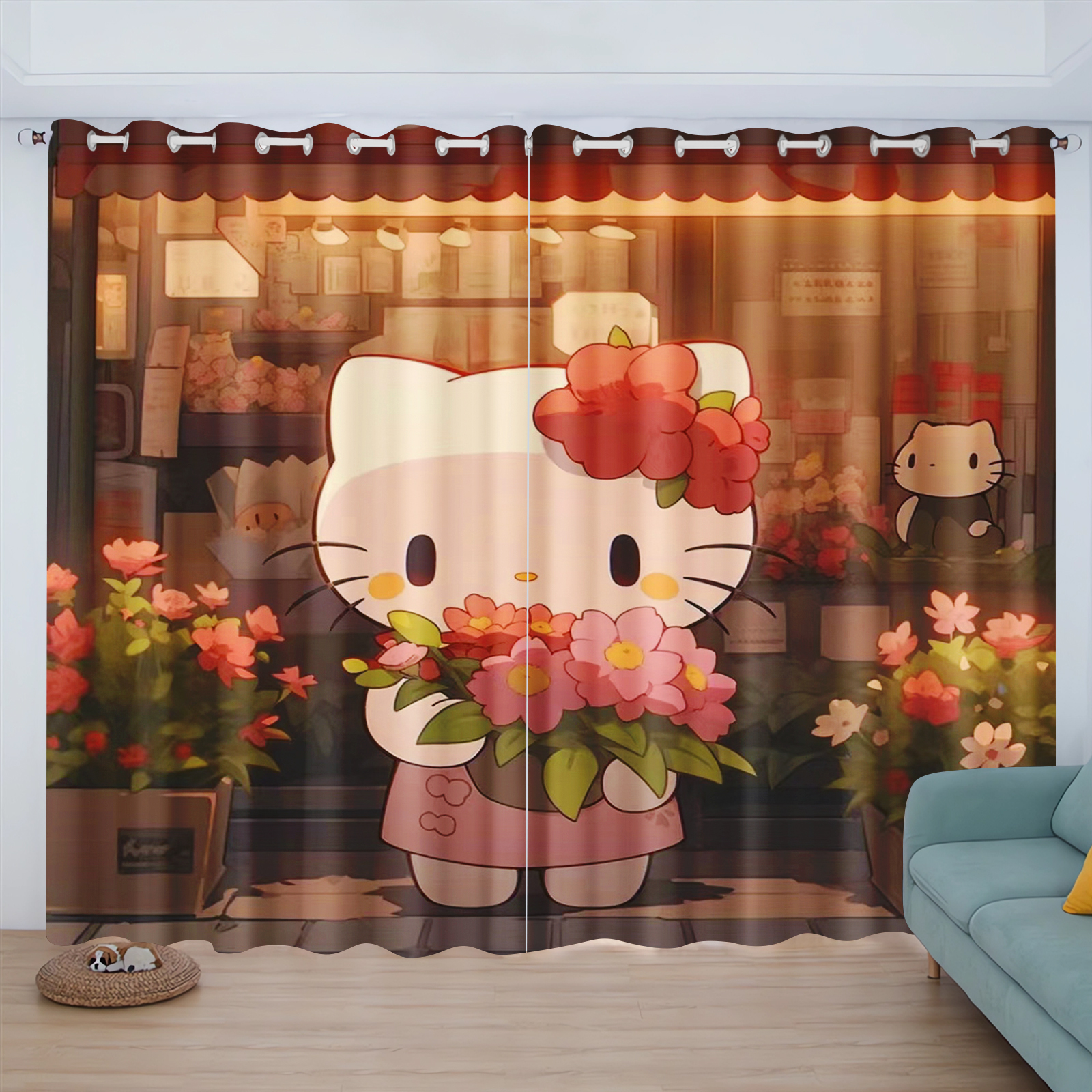 Cartoon Cat Hello Kitty Curtai - đánh giá và giá Baby Nursery Blackout Curtains