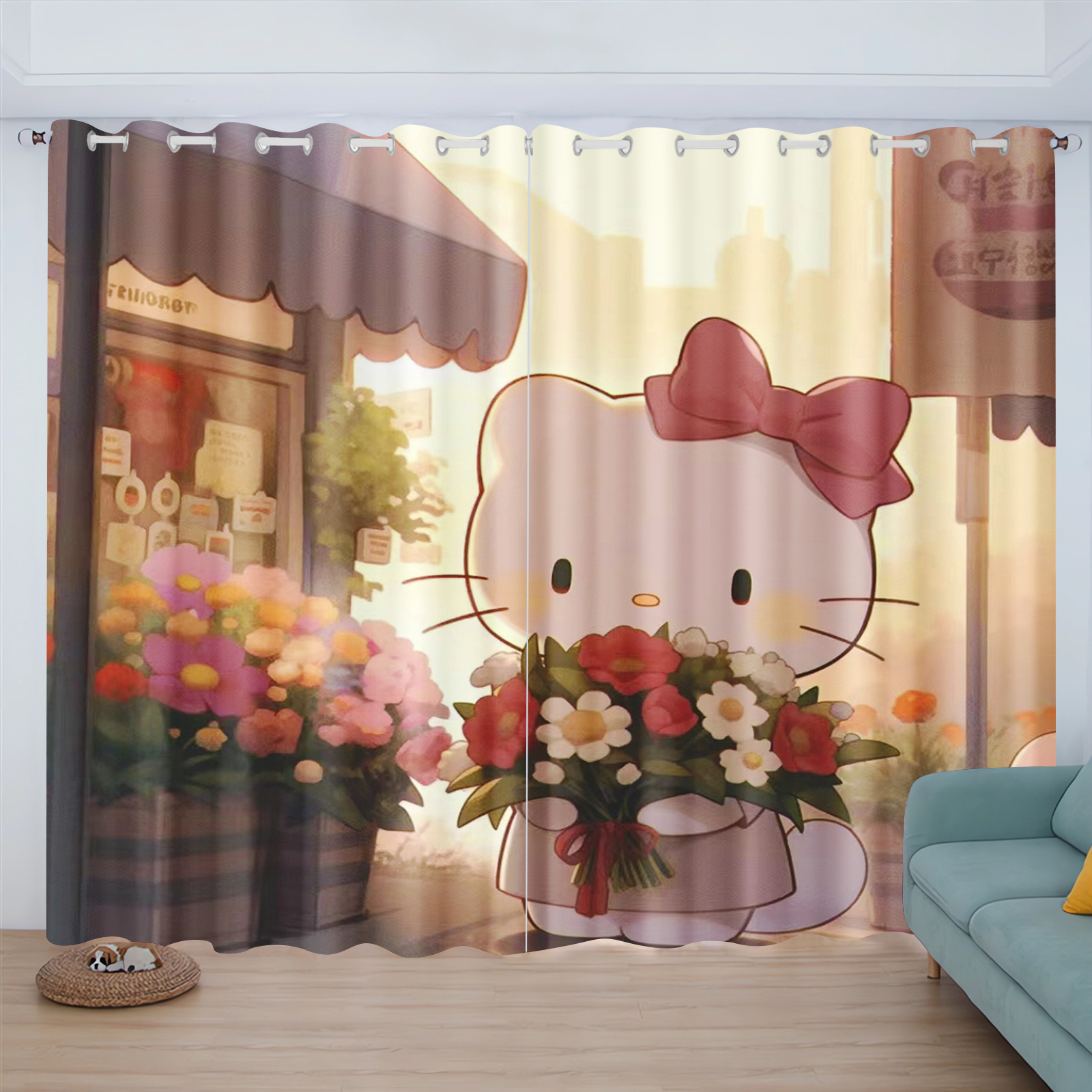 Cartoon Cat Hello Kitty Curtai - đánh giá và giá Baby Nursery Blackout Curtains