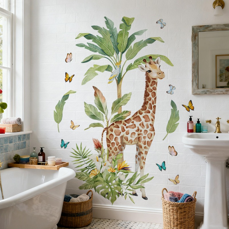 Large Forest Animal Giraffe Wa - đánh giá và giá Baby Nursery Mural Wallpaper