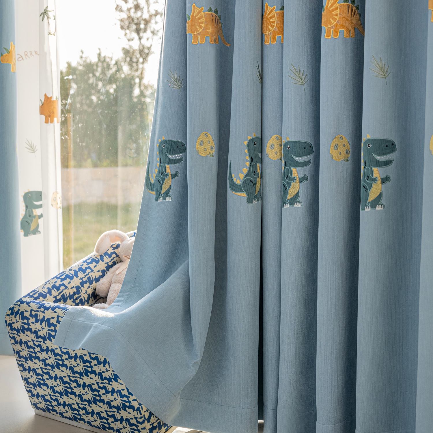 Blue Cartoon Dinosaur Kids Bla - đánh giá và giá Baby Nursery Blackout Curtains