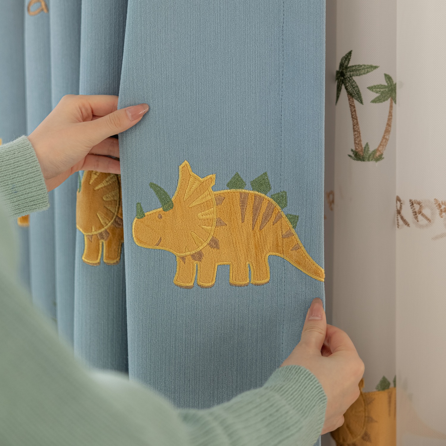 Blue Cartoon Dinosaur Kids Bla - đánh giá và giá Baby Nursery Blackout Curtains