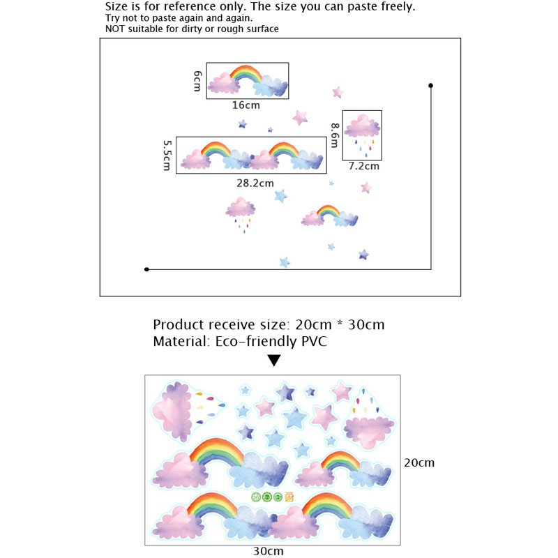 Cartoon Cloud Rainbow Wall Sti - đánh giá và giá Baby Nursery Mural Wallpaper