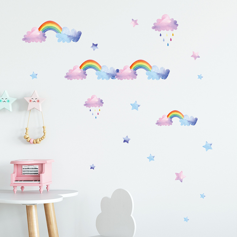 Cartoon Cloud Rainbow Wall Sti - đánh giá và giá Baby Nursery Mural Wallpaper