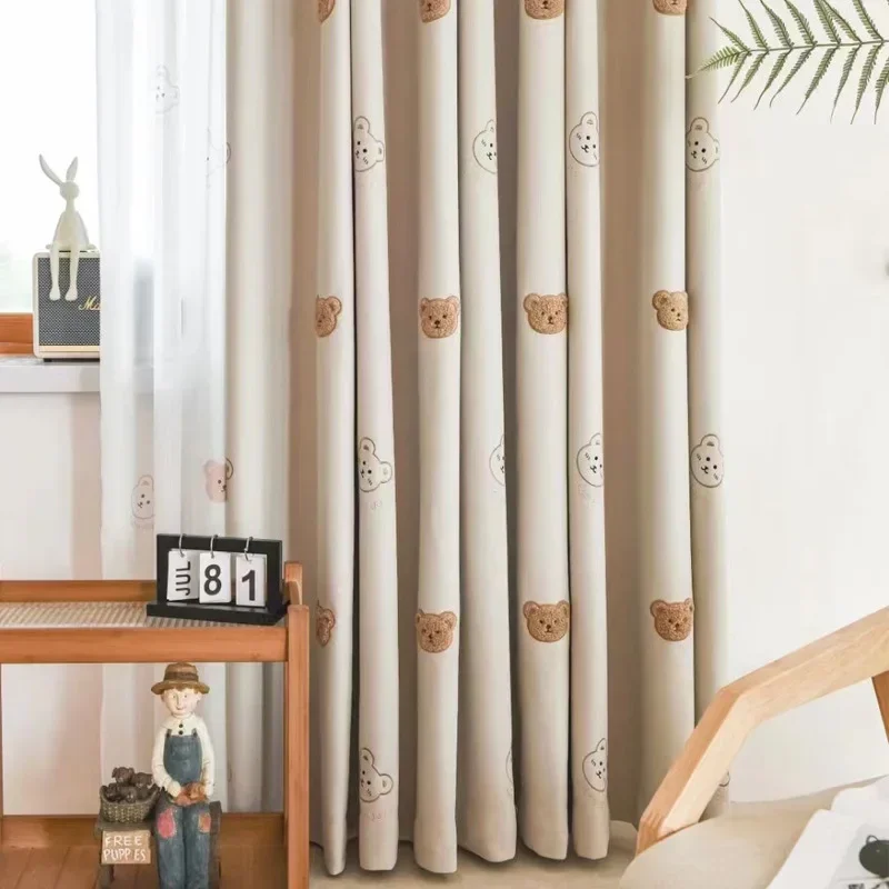 Cute Plush Bear Embroidery Bla - đánh giá và giá Baby Nursery Blackout Curtains