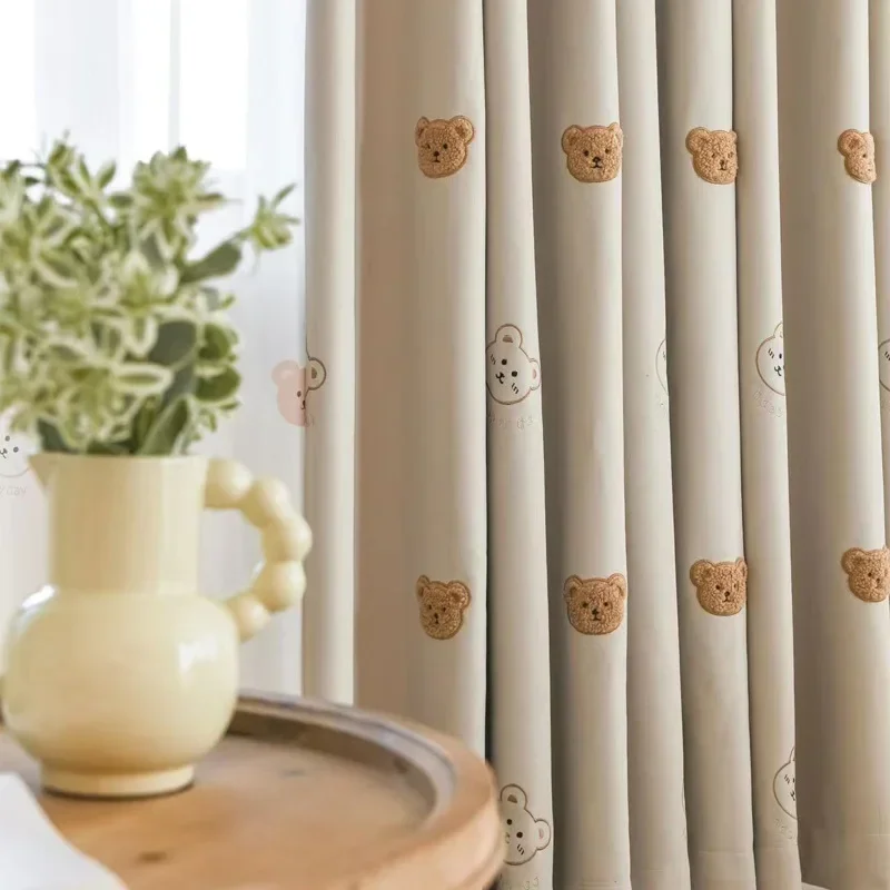 Cute Plush Bear Embroidery Bla - đánh giá và giá Baby Nursery Blackout Curtains