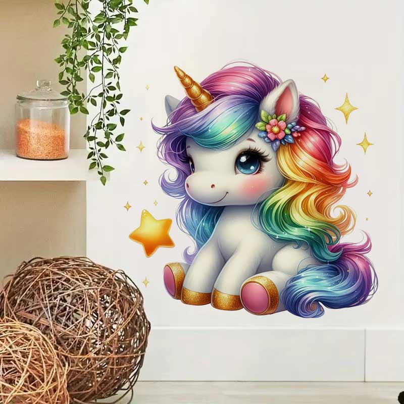 Cute Rainbow Unicorn Wall Stic - đánh giá và giá Baby Nursery Mural Wallpaper