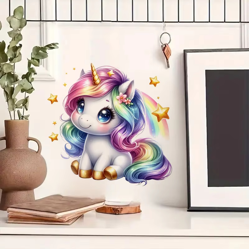 Cute Rainbow Unicorn Wall Stic - đánh giá và giá Baby Nursery Mural Wallpaper
