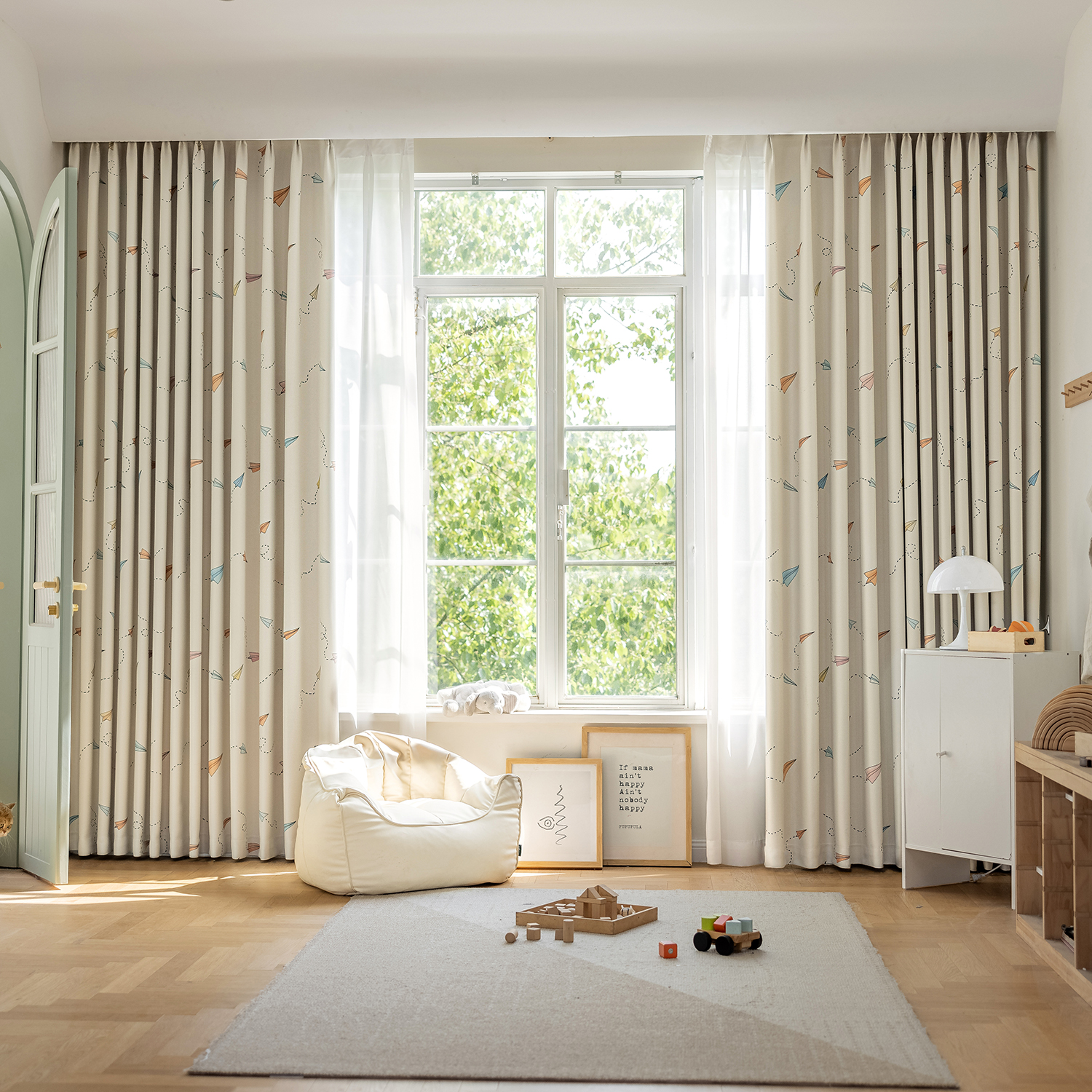 Cartoon Airplane Print Blackou - đánh giá và giá Baby Nursery Blackout Curtains