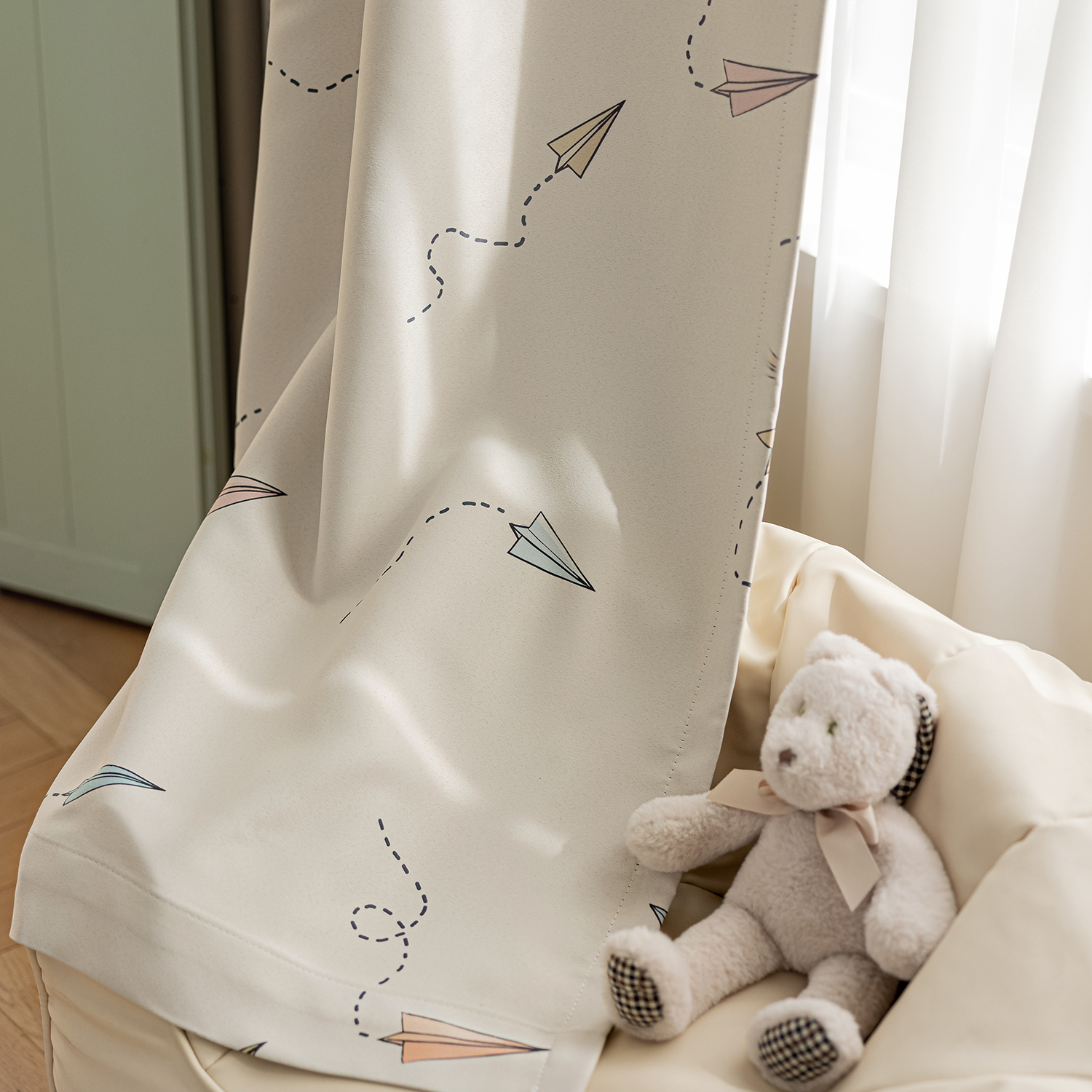 Cartoon Airplane Print Blackou - đánh giá và giá Baby Nursery Blackout Curtains